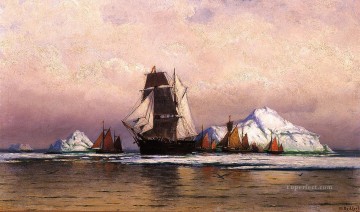 ボート Painting - ラブラドル沖の漁船団2 ボートの海景 ウィリアム・ブラッドフォード